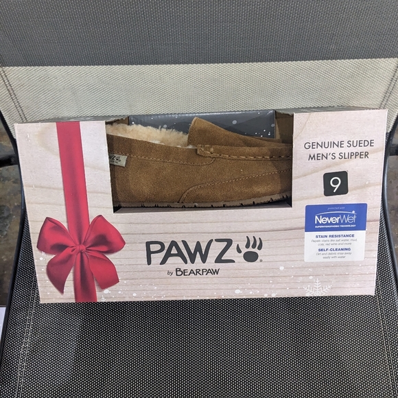 NIB men's bear baw suede and wool slippers hickory chestnut size 13 - Picture 7 of 13